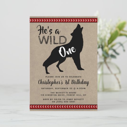 ワイルドワンボーイズファーストバースデーパーティ招待状 招待状 (スタンド正面)