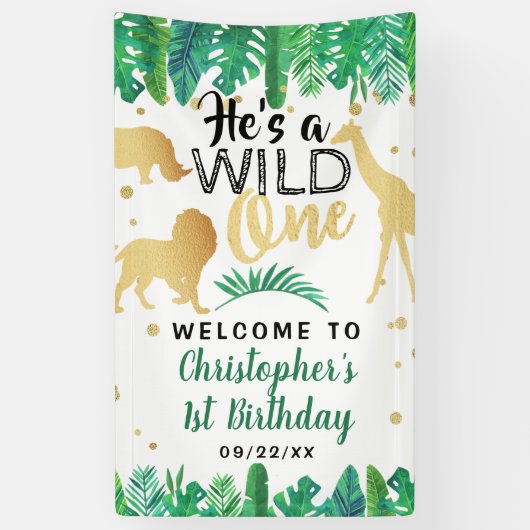 ワイルドワンボーイズファースト誕生日パーティーへようこそ 横断幕 (縦)