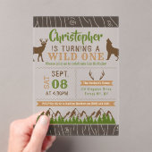 ワイルドワンボーイズファースト誕生日パーティー アクリル招待状 (インサイチュ (ポータブル))