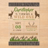 ワイルドワンボーイズファースト誕生日パーティー アクリル招待状 (正面)