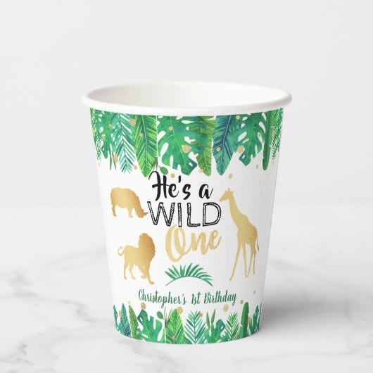 ワイルドワンボーイズファースト誕生日パーティー 紙コップ (裏面)