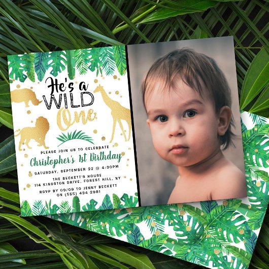 ワイルドワンボーイズフォトファースト誕生日招待状 招待状