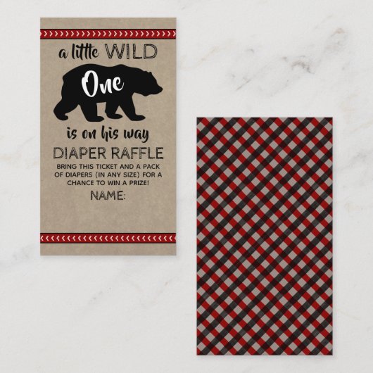 ワイルドワンボーイズベビーシャワーおむつラッフル エンクロージャーカード (正面/裏面)