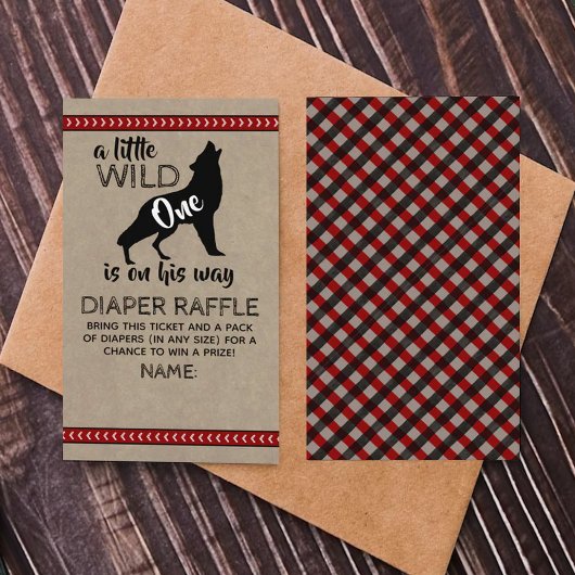 ワイルドワンボーイズベビーシャワーおむつラッフル エンクロージャーカード
