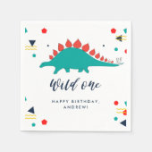 ワイルドワンボーイズ紙吹雪恐竜バースデーパーティー スタンダードカクテルナプキン (正面)