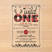 ワイルドワンボーイズ素朴プレイドランバージャックベイビーシャワー アクリル招待状 (正面)