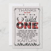 ワイルドワンボーイズ素朴プレイドランバージャックベイビーシャワー サンキューカード (正面)