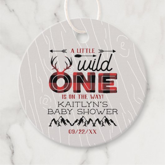 ワイルドワンボーイズ素朴プレイドランバージャックベイビーシャワー フェイバータグ (正面)