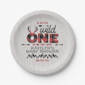 ワイルドワンボーイズ素朴プレイドランバージャックベイビーシャワー ペーパープレート (正面)