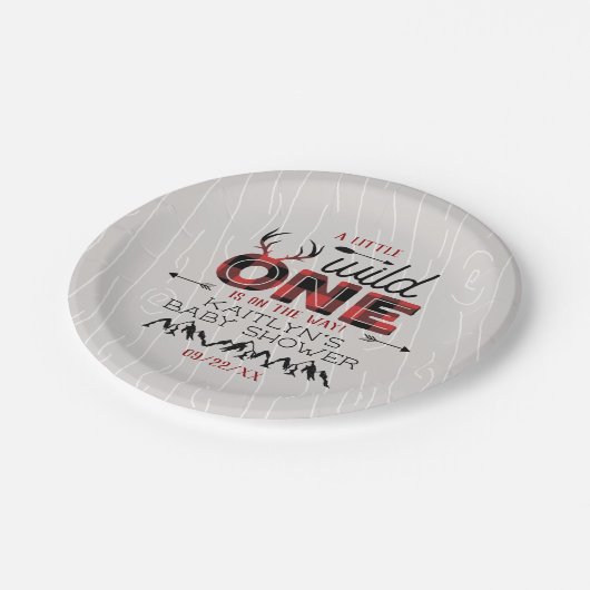 ワイルドワンボーイズ素朴プレイドランバージャックベイビーシャワー ペーパープレート (アングル)