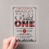 ワイルドワンボーイズ素朴プレイドランバージャック1st誕生日 アクリル招待状 (インサイチュ (ポータブル))