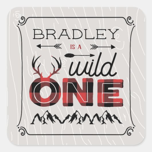 ワイルドワンボーイズ素朴プレイドランバージャック1st誕生日 スクエアシール (正面)