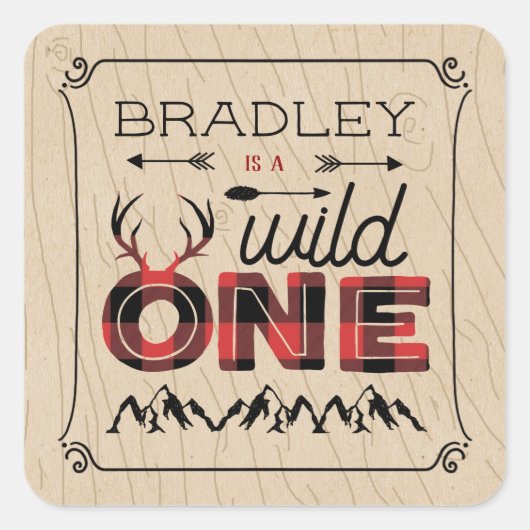 ワイルドワンボーイズ素朴プレイドランバージャック1st誕生日 スクエアシール (正面)