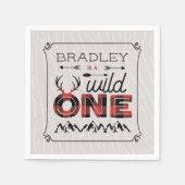 ワイルドワンボーイズ素朴プレイドランバージャック1st誕生日 スタンダードカクテルナプキン (正面)