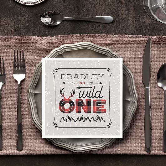 ワイルドワンボーイズ素朴プレイドランバージャック1st誕生日 スタンダードカクテルナプキン