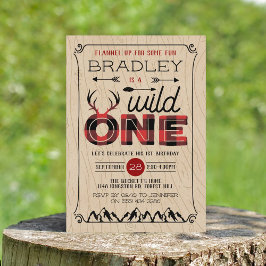 ワイルドワンボーイズ素朴プレイドランバージャック1st誕生日 招待状