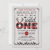 ワイルドワンボーイズ素朴プレイドランバージャック1st誕生日 招待状 (正面)