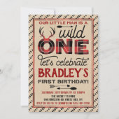 ワイルドワンボーイズ素朴プレイドランバージャック1st誕生日 招待状 (正面)