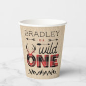 ワイルドワンボーイズ素朴プレイドランバージャック1st誕生日 紙コップ (正面)