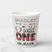 ワイルドワンボーイズ素朴プレイドランバージャック1st誕生日 紙コップ (正面)