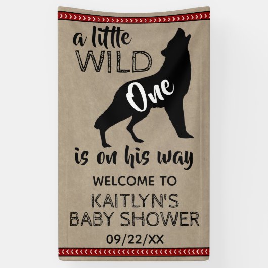 ワイルドワンボーイズ赤ちゃんシャワーへようこそ 横断幕 (縦)