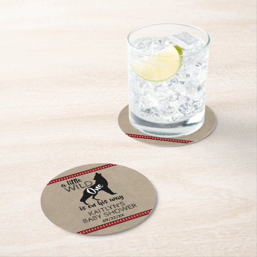 ワイルドワンボーイズ赤ちゃんシャワー ラウンドペーパーコースター (インサイチュ)