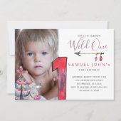 ワイルドワンボーイ最初の誕生日トライバルPHOTOパーティー 招待状 (正面)