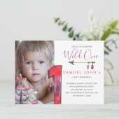 ワイルドワンボーイ最初の誕生日トライバルPHOTOパーティー 招待状 (スタンド正面)