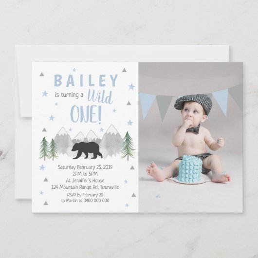 ワイルドワンボーイ1stバースデーフォト招待状 招待状 (正面)