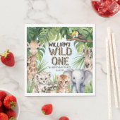 ワイルドワンボーイ1st誕生日ジャングル動物テーマ スタンダードランチョンナプキン (インサイチュ)