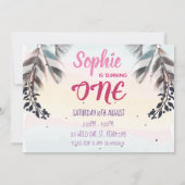 ワイルドワンボーホフォトガールズファースト誕生日 招待状 (裏面)