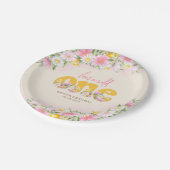 ワイルドワンマスタード&ピンクワイルドフラワー誕生日 ペーパープレート (アングル)