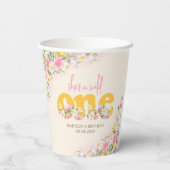 ワイルドワンマスタード&ピンクワイルドフラワー誕生日 紙コップ (裏面)
