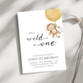 ワイルドワンミニマリストモンキーファースト誕生日 招待状