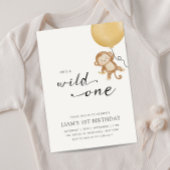 ワイルドワンミニマリストモンキーファースト誕生日 招待状