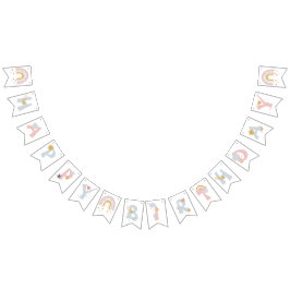 ワイルドワンミュート虹の女の子の最初の誕生日パーティー バンティングフラッグ