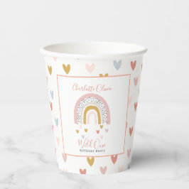 ワイルドワンミュート虹の女の子の最初の誕生日パーティー 紙コップ