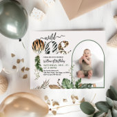 ワイルドワンモダン写真1歳の誕生日 招待状