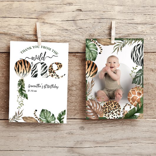 ワイルドワンモダン男女兼用の1歳の誕生日 サンキューカード