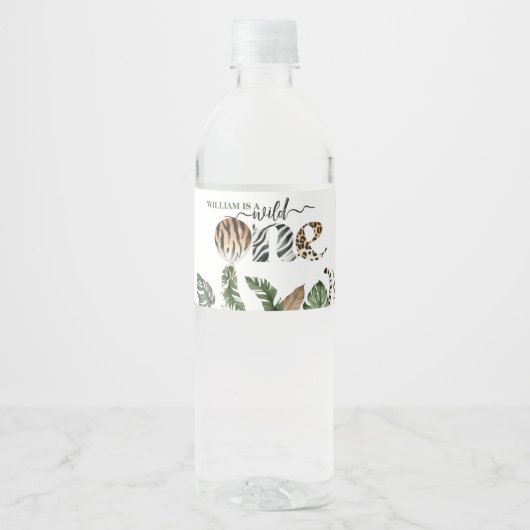 ワイルドワンモダン男女兼用の1歳の誕生日 ペットボトルラベル (正面)