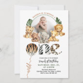 ワイルドワンモダン男女兼用の1歳の誕生日 招待状 (正面)