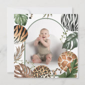 ワイルドワンモダン男女兼用の1歳の誕生日 招待状 (裏面)