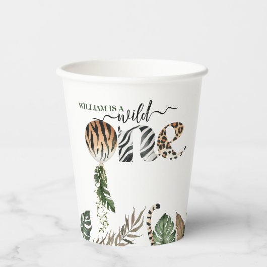 ワイルドワンモダン男女兼用の1歳の誕生日 紙コップ (正面)