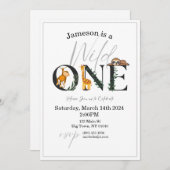 ワイルドワンモンキー、キリン、スロスジャングル招待状 招待状 (正面/裏面)