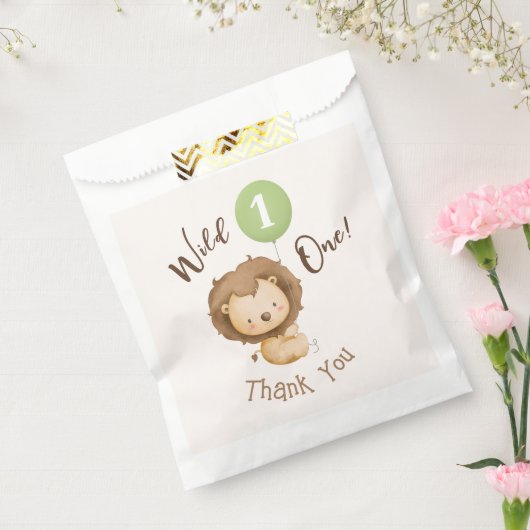 ワイルドワンライオンセージ緑バルーンボーイ第1誕生日 フェイバーバッグ (封をした状態)