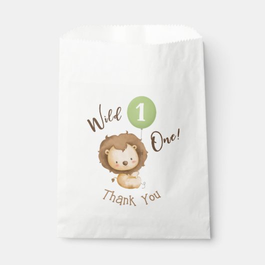 ワイルドワンライオンセージ緑バルーンボーイ第1誕生日 フェイバーバッグ (正面)