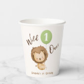 ワイルドワンライオンセージ緑バルーンボーイ第1誕生日 紙コップ (裏面)