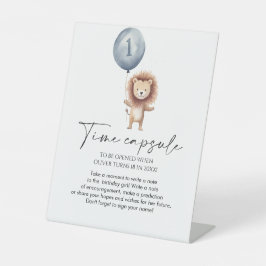 ワイルドワンライオンバルーンファースト誕生日タイムカプセル 台座サイン