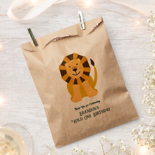 ワイルドワンライオンバースデーパーティージャングルサファリ フェイバーバッグ (クリップ留めされた状態)