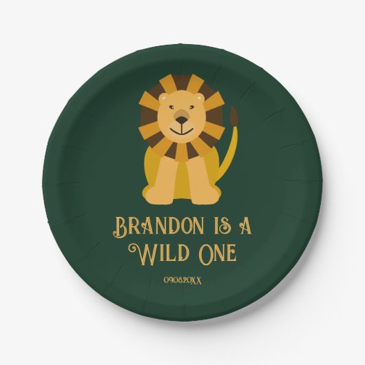 ワイルドワンライオンバースデーパーティージャングルサファリ ペーパープレート (正面)